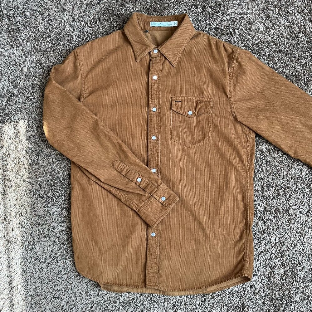 CRIQUET Corduroy Pearl Snap LS button down western shirt- Single Malt - Men’s M